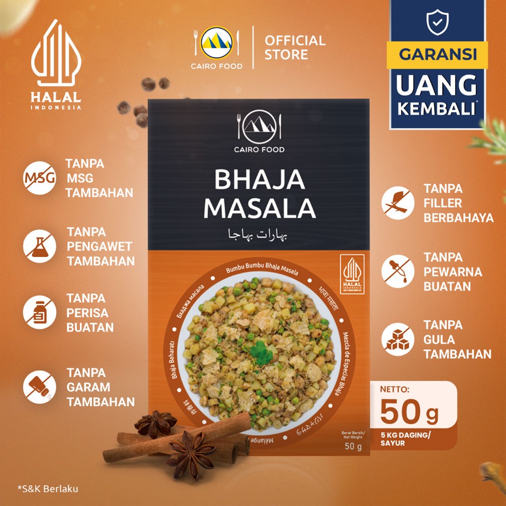 

Bumbu Bhaja Masala Sehat – Tanpa MSG, 100% Rempah Murni | Cairo Food
