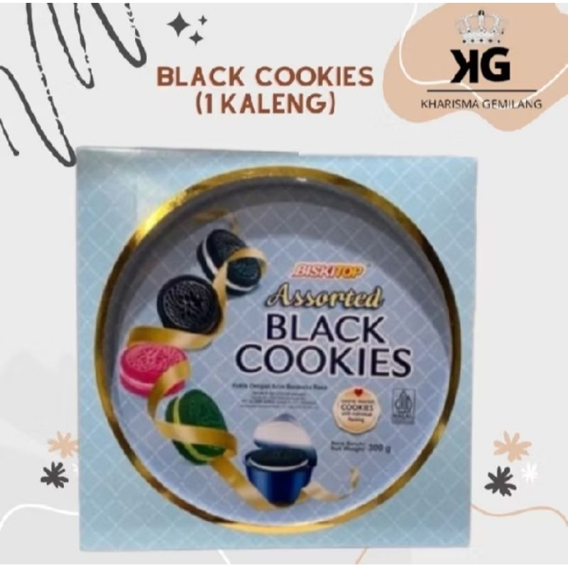 

ASSORTED BLACK COOKIES BIRU 300g 1 kaleng isi 12 Cup BISKITOP kue kering Baru Murah