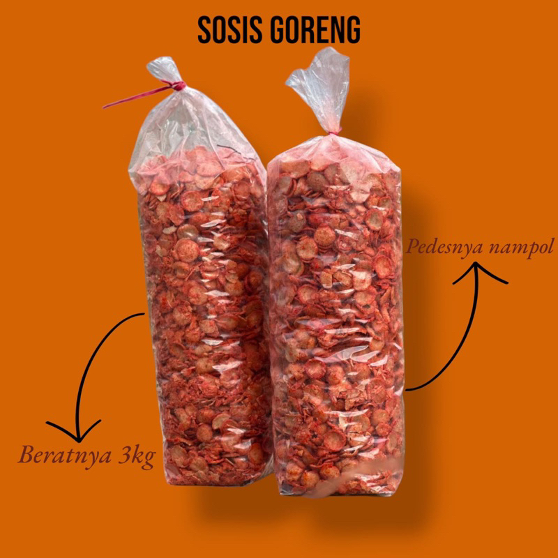 

SOSIS GORENG pedes gurih renyah sosis goreng camilan kiloan 3kg PER BALL