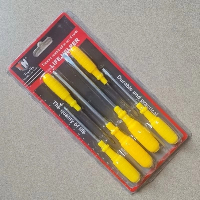 Obeng Jagung 6pcs Kuning Plus & Minus Reparasi Servis Elektronik A149