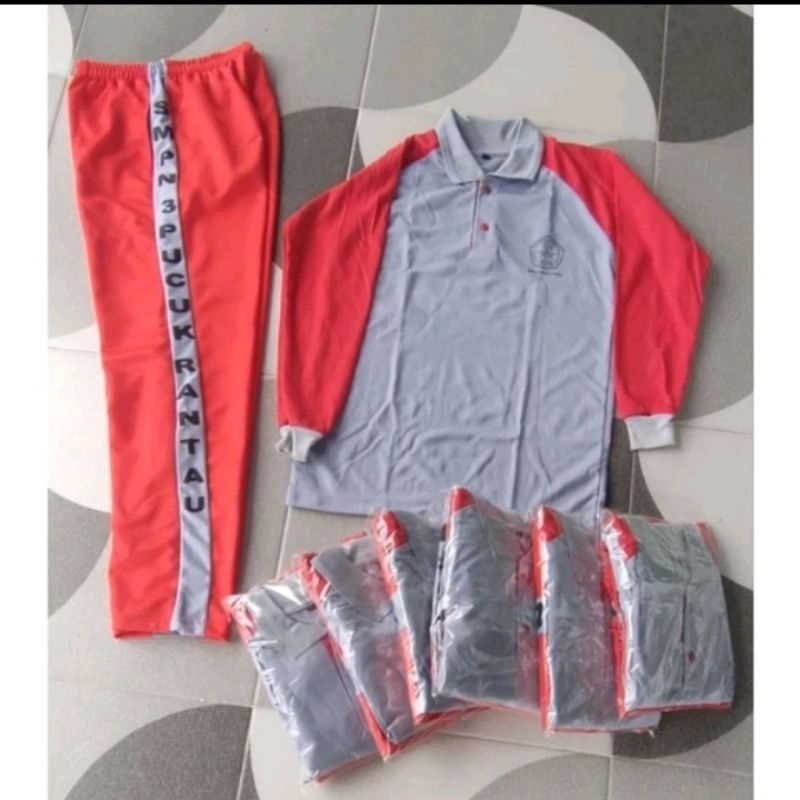 stelan sragam sekolah olahraga PAUD TK SD SMP SMA bisa custom warna dan model