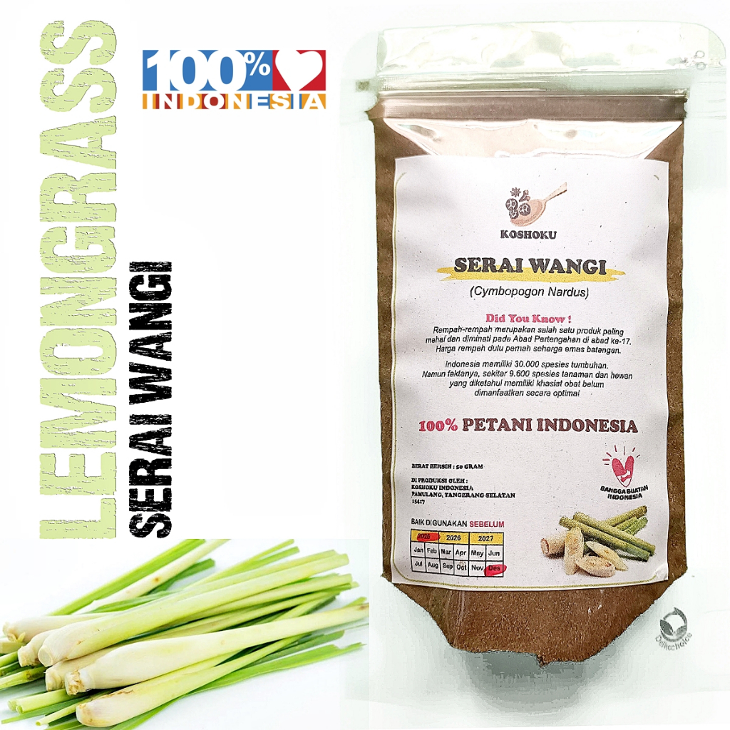 

Serai Bubuk 50 Gram Tanpa Campuran. Lemongrass Powder