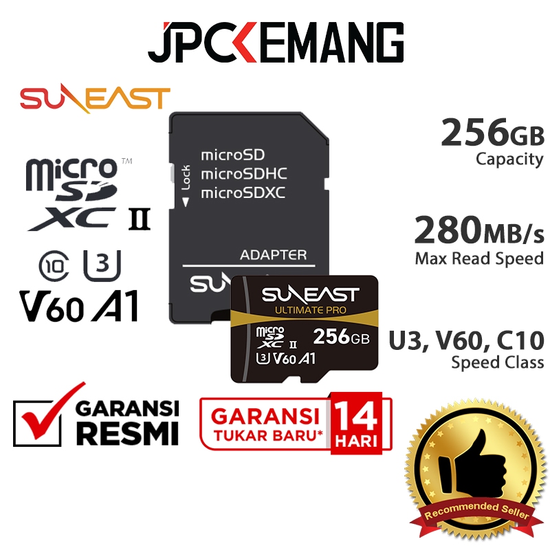 Suneast MicroSD 256GB 280MB/s UHS-II V60 Series Ultimate PRO Sun East Memory Card Micro SD 256 GB Mi