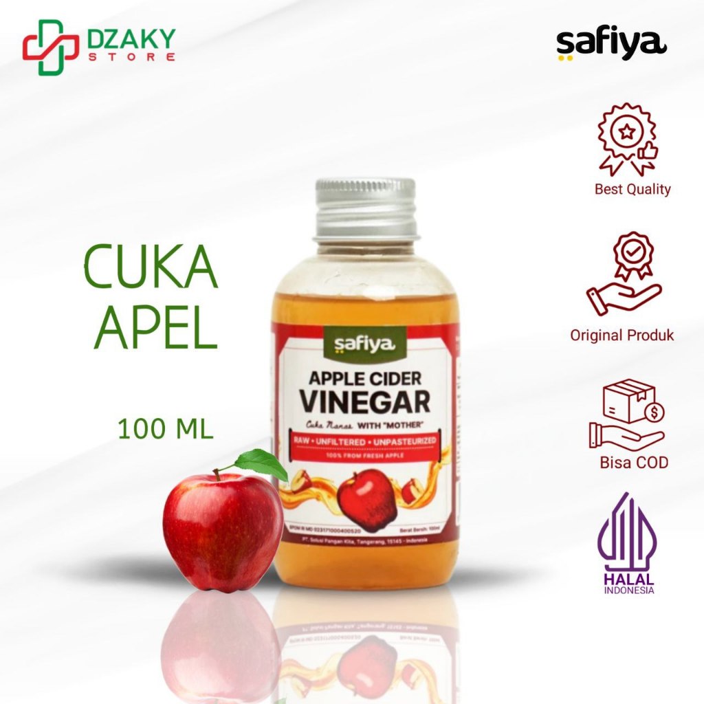 

Safiya Cuka Apel 100 ML Apple Cider Vinegar With Mother 100% Asli