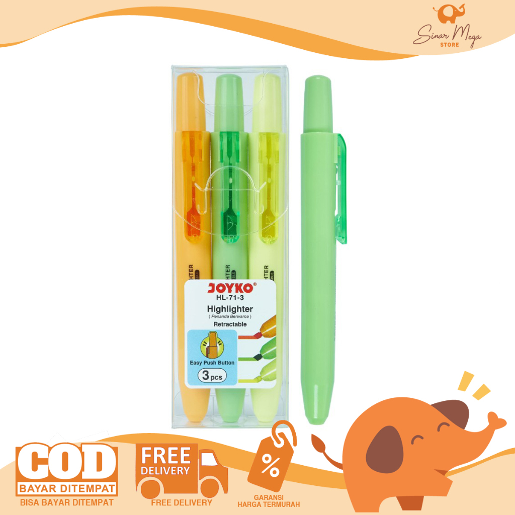

Joyko Highlighter HL-71-3 Color / Penanda 1 SET 3 Pcs Warna Lucu Unik Murah