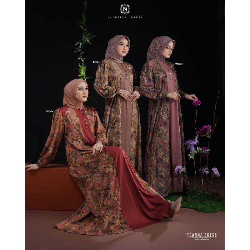 NADHEERA LUXURY READY STOCK - TEANNA DRESS ✓ COD ✓ GAMIS LEBARAN PREMIUM BUSUI JUMBO ADEM