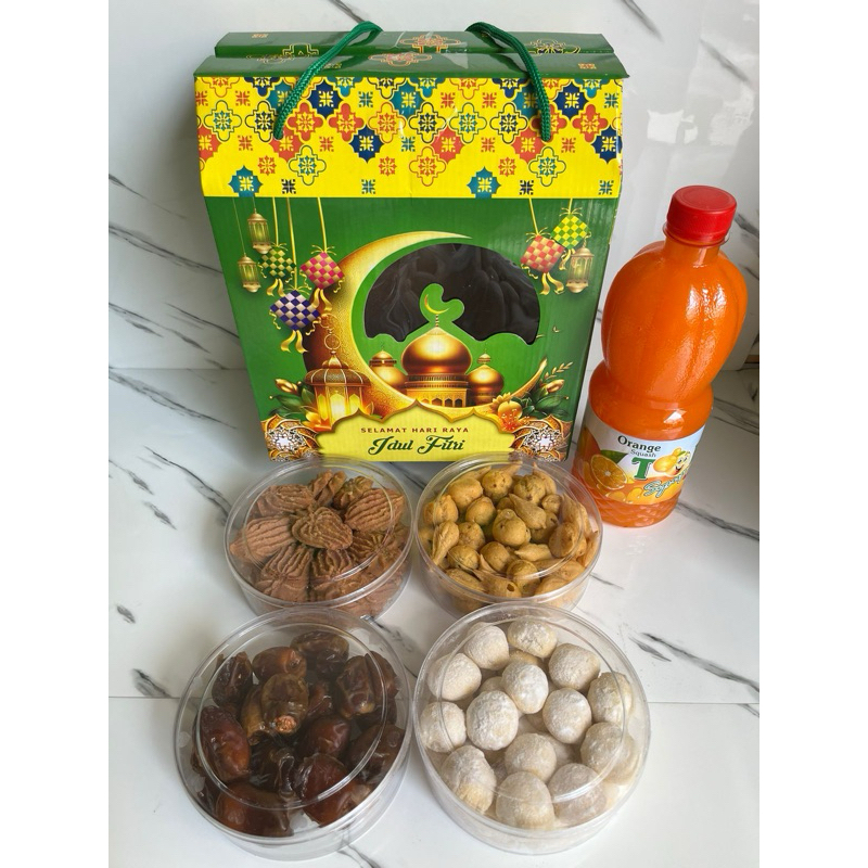 

Hampers lebaran/kue lebaran/paket bingkisan lebaran 4 toples + 1 sirup 500ml
