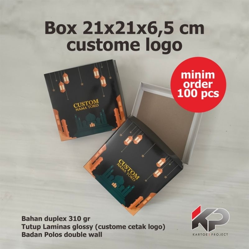 

21x21x6.5 cm CUSTOME CETAK LOGO MINIM 100 PCS