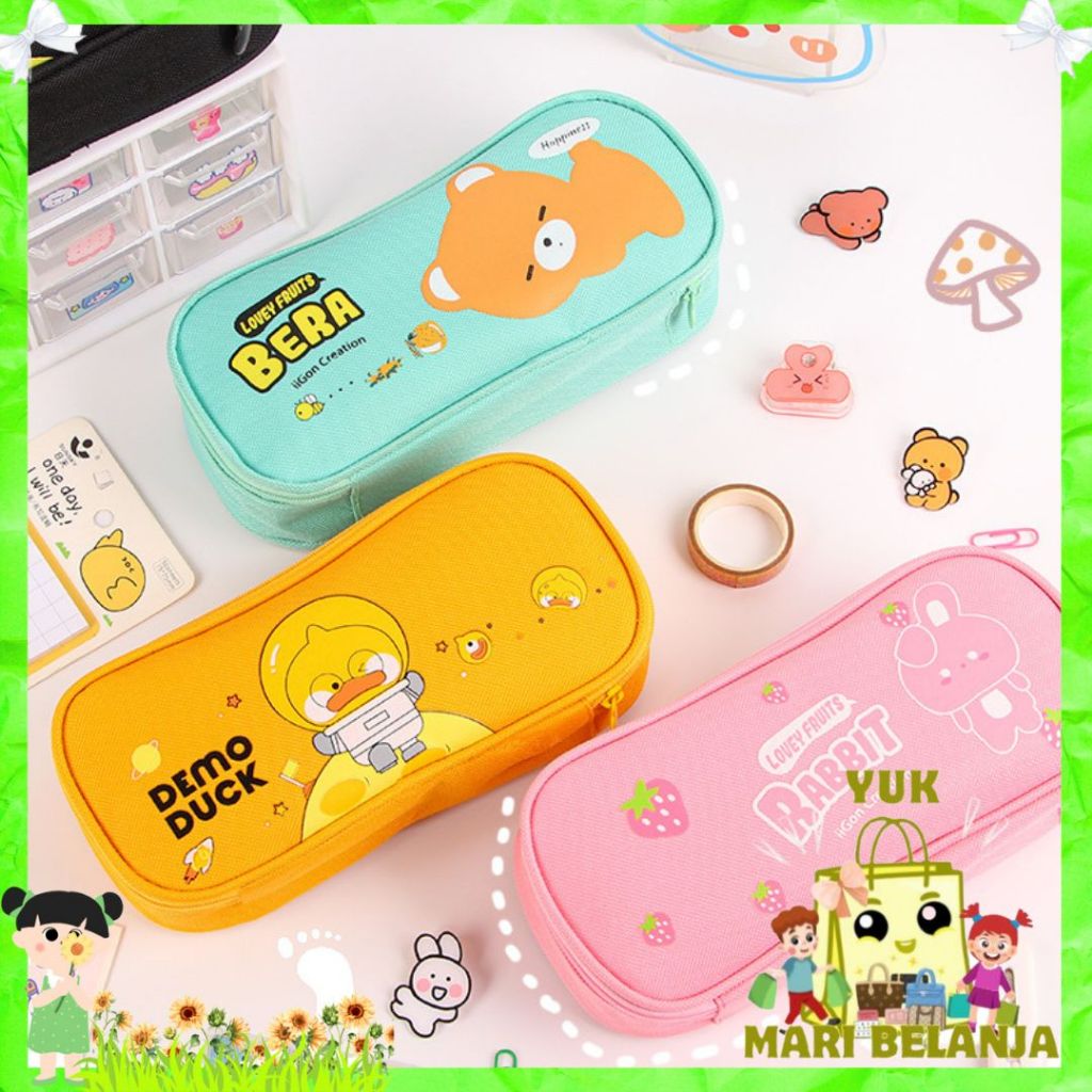 

YMB Tempat Pensil Karakter Kartun Kotak Pensil Serbaguna Motif Animal Kotak Pensil Sleting Lucu Tempat Alat Tulis Perlengkapan Sekolah Kantor Double Layer Kotak Pensil Anak Perempuan Kapasitas Besar