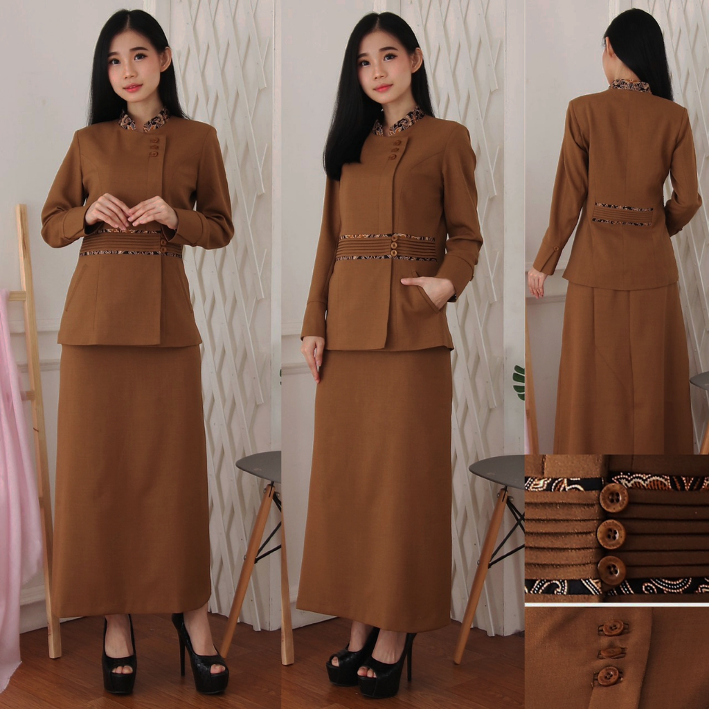Blazer Wanita / Seragam PNS ASN / Baju PNS Wanita Motif Batik / Baju Guru Wanita - 7007 Pemda Aceh