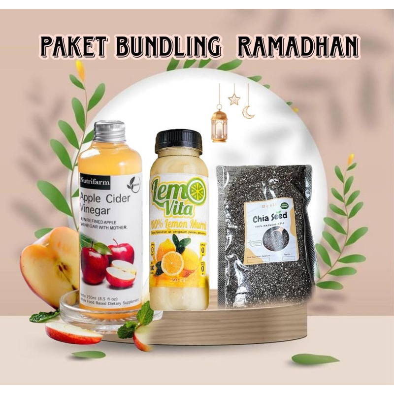 

PAKET DIET PAKET DETOX 3IN1 - SARI LEMON 500ML ,CUKA APEL 500ML, CHIASEED 100GR