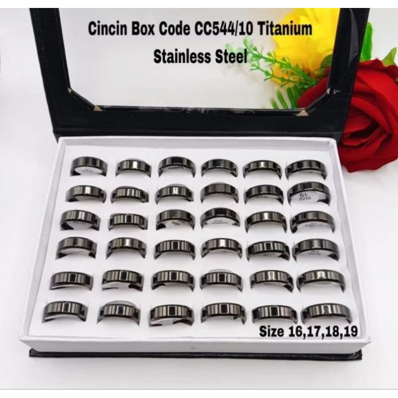 GROSIR 36PCS CINCIN TITANIUM HITAM KOTAK 5ML CINCIN TITANIUM PRIA DAN WANITA