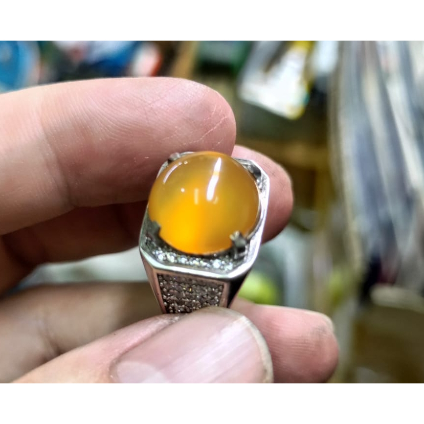 Batu Red Raflesia Bengkulu RF007 Super Giwang Melintir Ikatan Perak Mewah