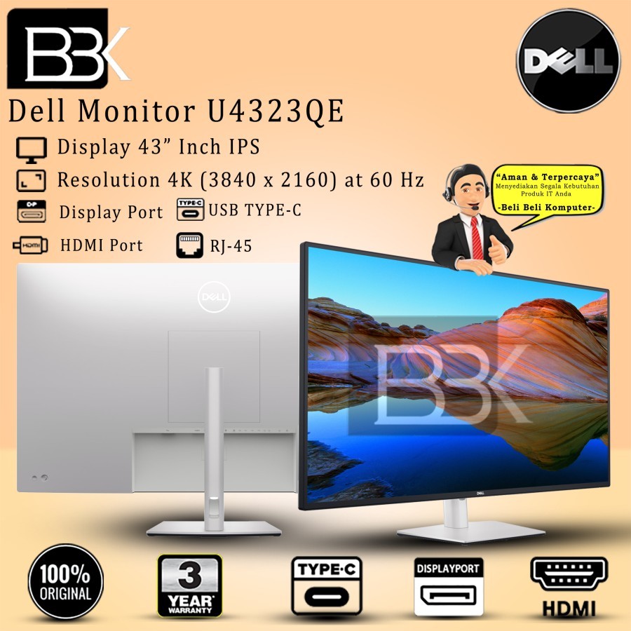 Monitor Dell U4323QE 4K 60Hz UltraSharp 43" inch 3 Year