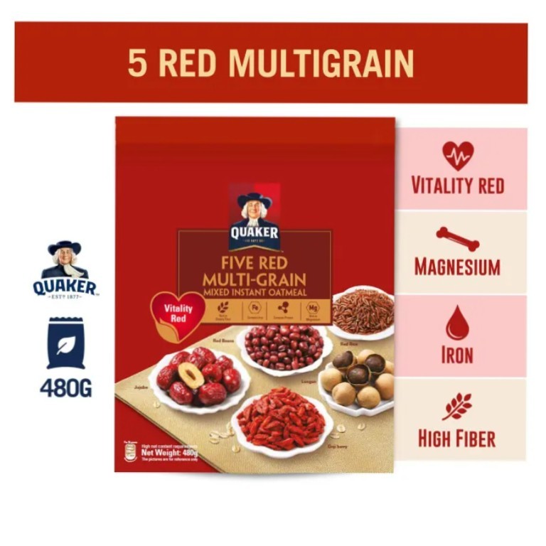 

Quaker Five Red Multigrain Oats Cereal 480G