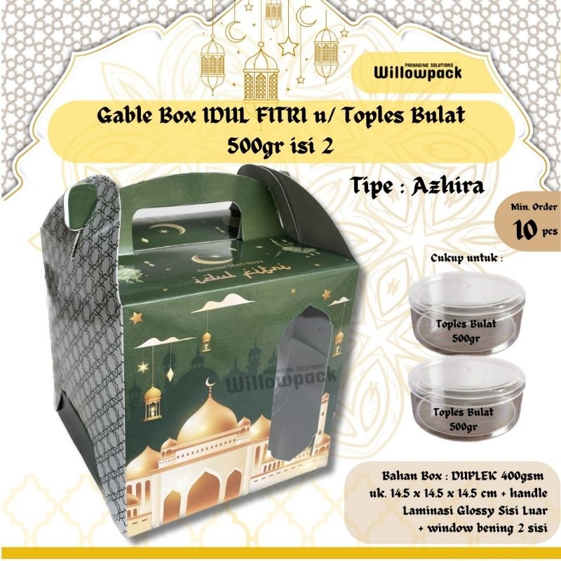 

GABLE BOX DUS IDUL FITRI ISI 2 [tipe : AZHIRA] TOPLES BULAT 500Gr KUE KERING (MIN.10pcs) BOX HAMPERS TENTENG LEBARAN