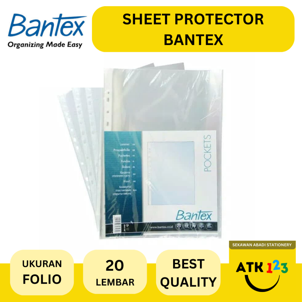 

Sheet Protector / PP Pocket Folio Merk Bantex Isi 20 pcs