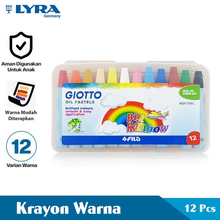

Giotto Oil Pastel Big Rainbow 12 Warna – Krayon Minyak Brilian + Kotak Plastik