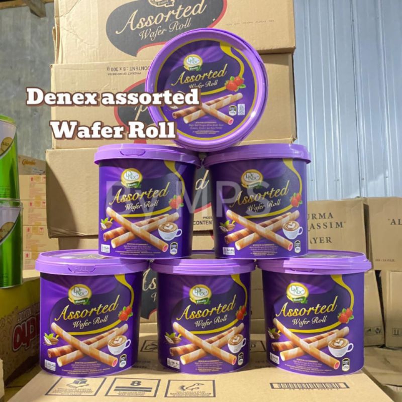 Denex Assorted wafer roll/Denex wafer 1 dus isi 6 timba/wafer roll/kue kering/kue lebaran/denex wafe