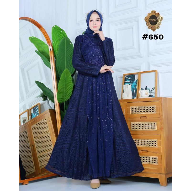 Gamis Brokat Premium Jumbo Busui Gaun Pesta Muslimah Grosir by Tozzo 627