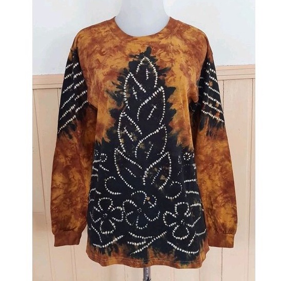 KODE U14I Kaos Hitam Hijau Putih Katun Motif Batik Sasirangan Jumputan Kaus Etnik Unik Uk S M L XL X