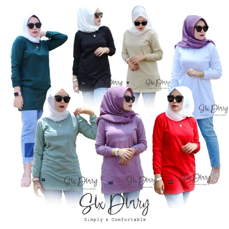 Six Diary Official - Atasan Wanita Tunik Polos | Kaos Wanita Kekinian | Baju Terlaris 2025
