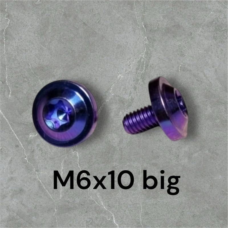 Baut titanium M 6x10 Big Head drat 10 panjang 1cm original vietnam