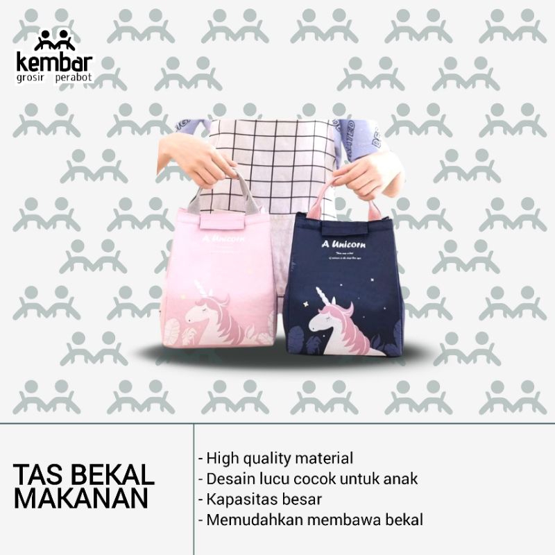 ( BISA COD ) TAS BEKAL MAKANAN BESAR / LUNCH BAG KARAKTER UNICORN / LUNCH BOX UKURAN BESAR / TAS BEK