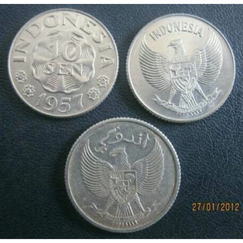 Uang Kuno Koin 10 Sen Tahun 1951, 1954, 1957
