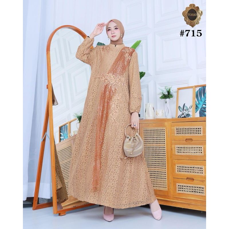 Gamis Brokat Premium Jumbo Busui Gaun Pesta Muslimah Grosir by Tozzo 714
