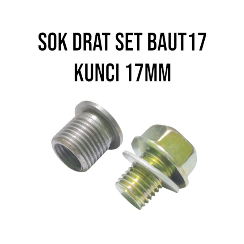 Sokdrat sok ulir M16×M12 SET baut 17 kunci 17 reparasi baut tutup oli motor slek dol . Boshdrat Baut