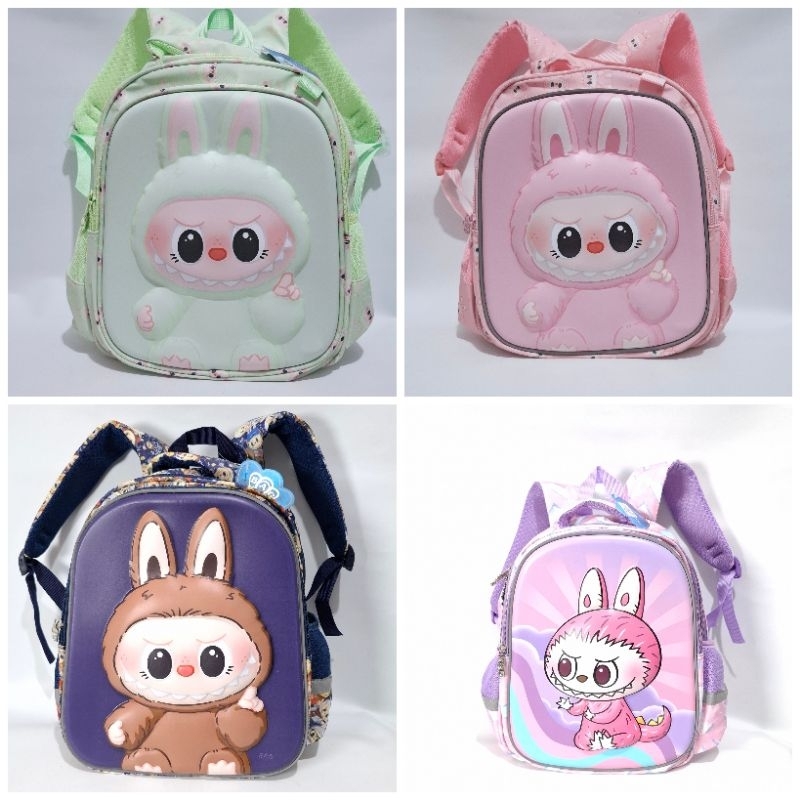 Tas Sekolah Anak TK Laki Perempuan Karakter Labubu HSD 13 Inch Timbul 3 Dimensi