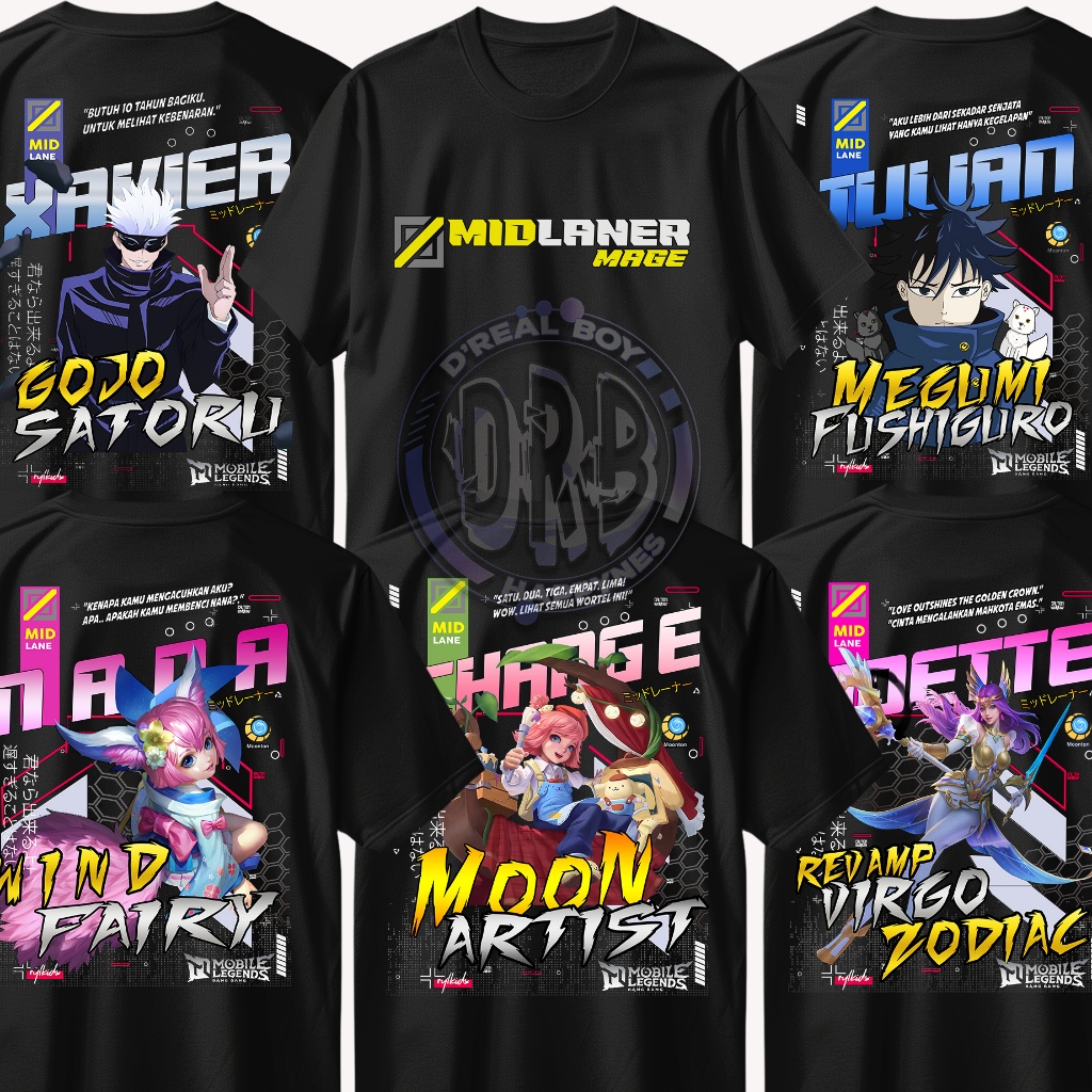 # Baju kaos Mobile Legend Hero XAVIER JULIAN NANA ODETTE CHANGE | tshirt DISTRO ANAK | FREE STIKER |