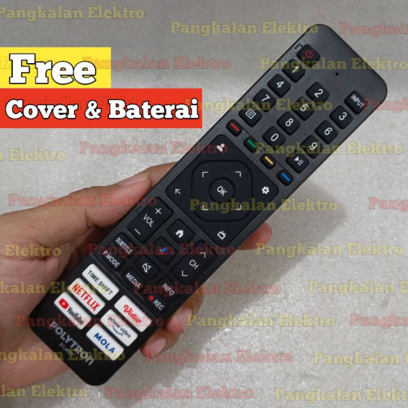 REMOTE TV POLYTRON GOGLE TV 81J457 ASLI ORIGINAL FREE COVER FREE BATU BATERAI AAA REMOT TV POLYTRON 