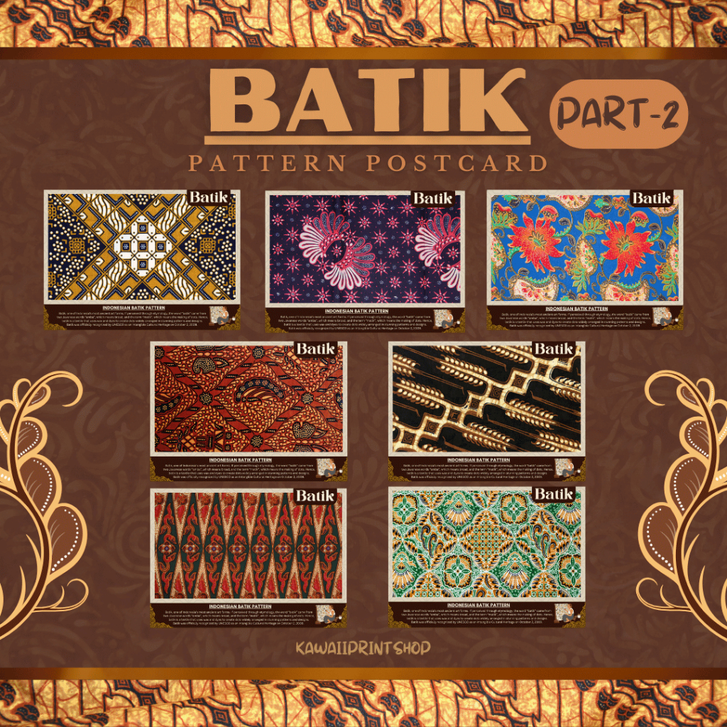 

Kartupos Batik Indonesia Daerah Nasional | Indonesian Batik Pattern Postcard Postcrossing Card Part 2 | Kartupos Model Kain Batik Nusantara