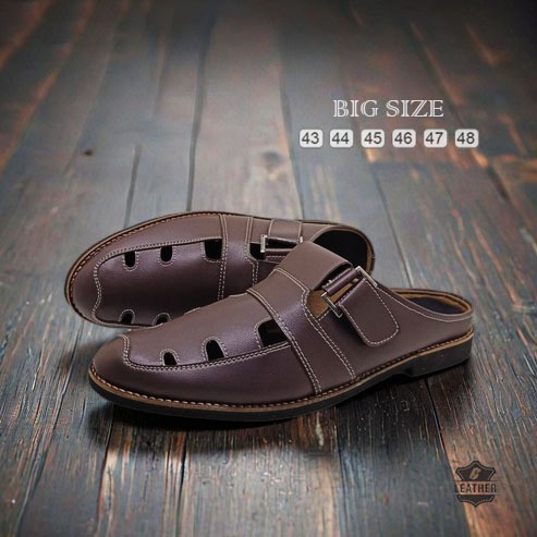 MLKZ Redic Half Brown | SIZE JUMBO | Sepatu Sandal Bustong Pria Ukuran Besar 44 45 46 47 48