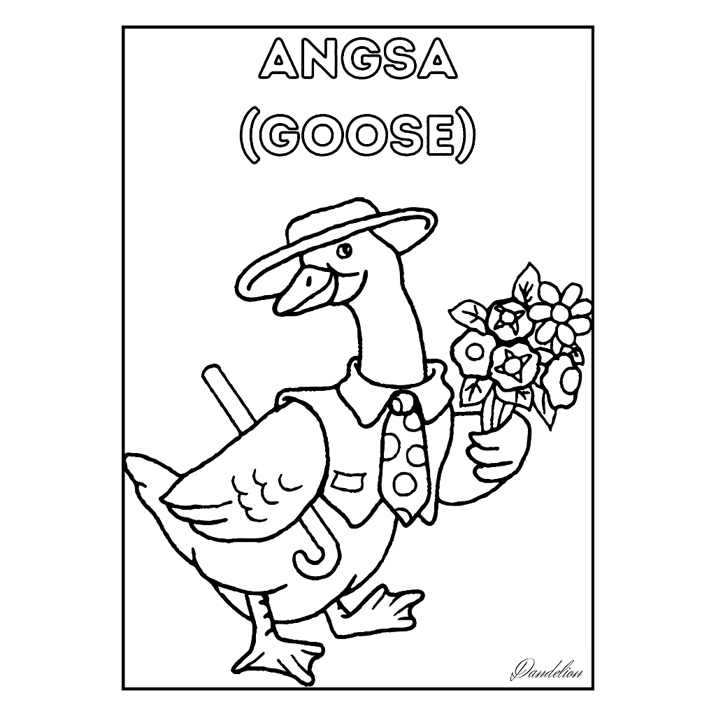 

Kertas Mewarnai: Angsa (goose) untuk balita, TK, SD, SMP