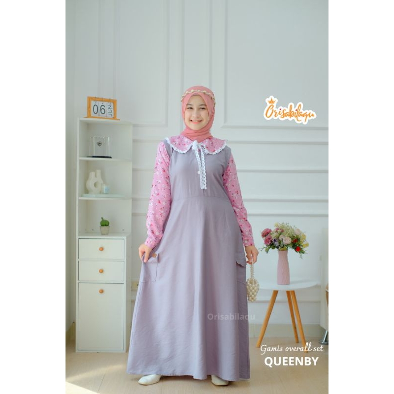 overall anak perempuan Korean style /kemeja Shakila anak perempuan + overall pololinen + pashmina / 