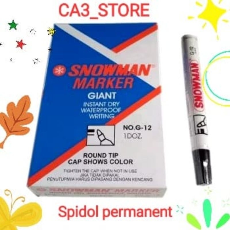 

Spidol Permanent Snowman Marker G12/Spidol Snowman tidak bisa dihapus