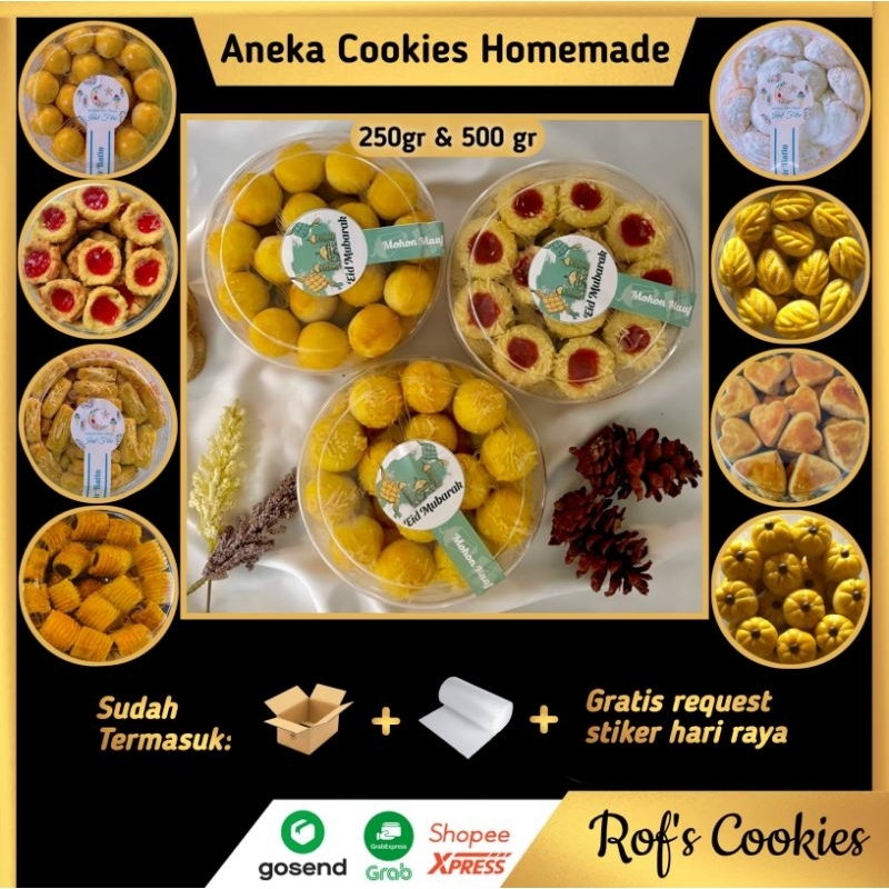 

Aneka Kue Kering Cookies Homemade 500 gram | Nastar Kastengel Putri Salju Thumbprint