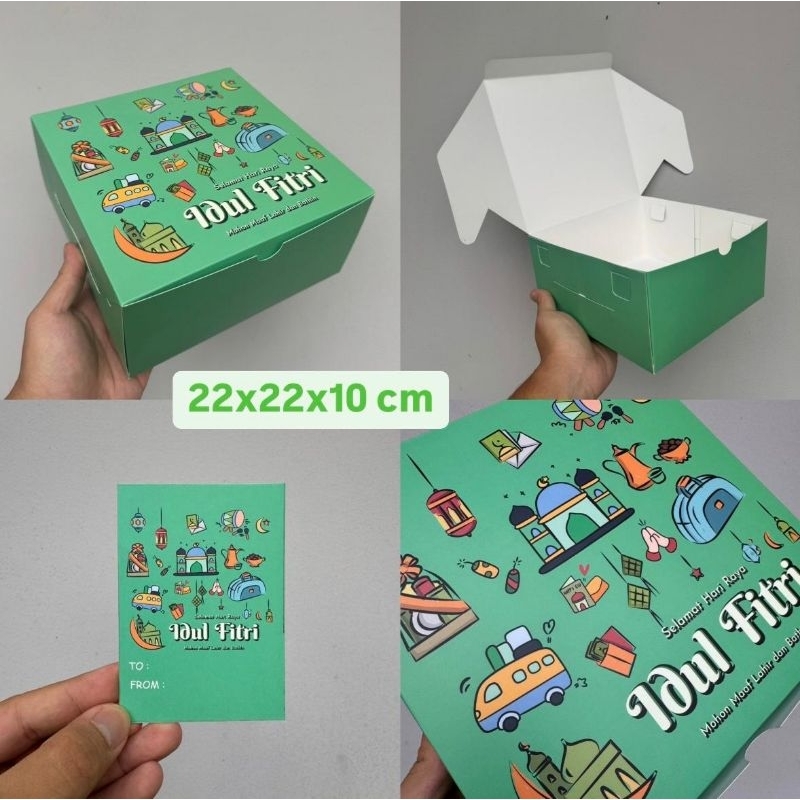 

Dus Idul Fitri Uk. 22x22x10 cm " Minal Aidin Wal Faizin " ( 1 pack isi 5 pcs dus & Tag )