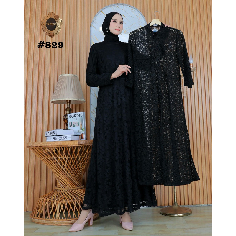 Gamis Brokat Premium Jumbo Busui Gaun Pesta Muslimah Grosir by Tozzo 834