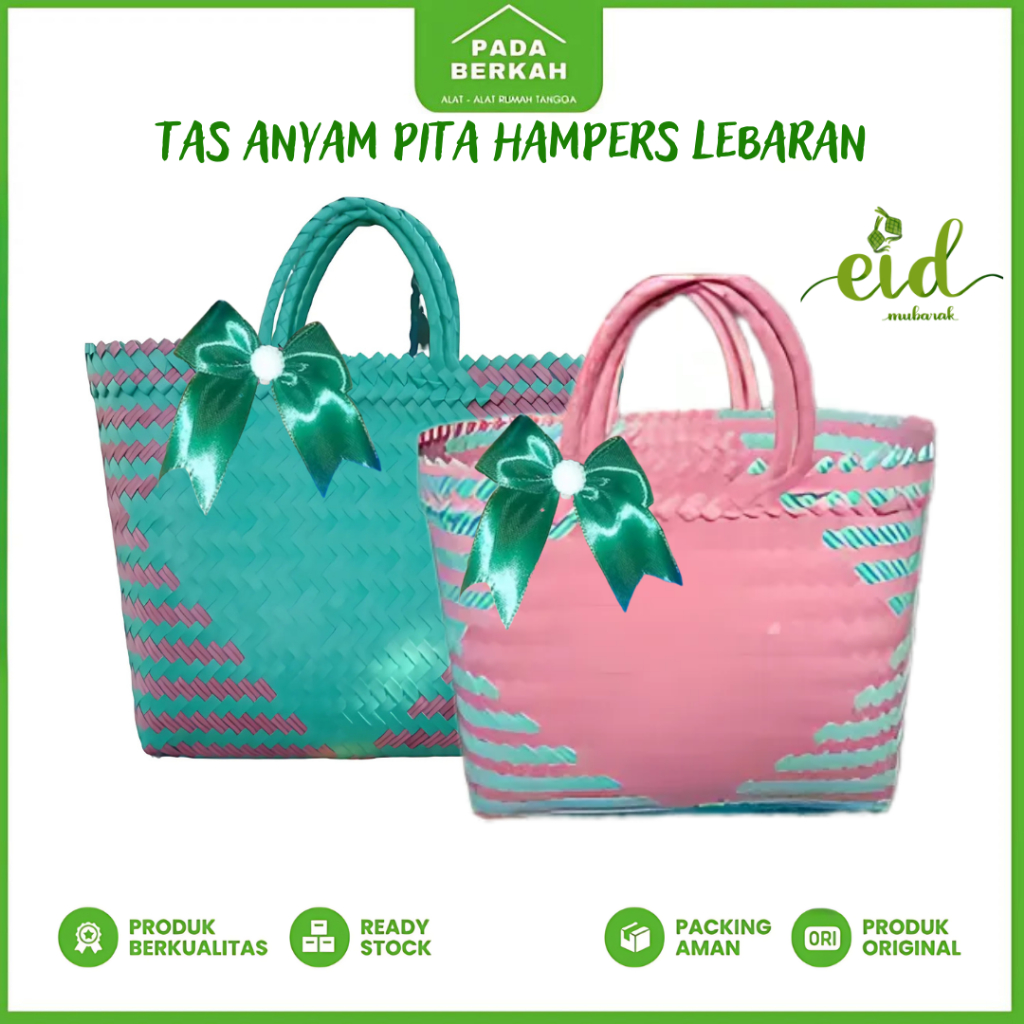 

HAMPERS LEBARAN Tas Anyaman Plastik Plus PITA / Tas Belanja Anyam Jinjing / Tas Hampers Parcel Souvenir Murah