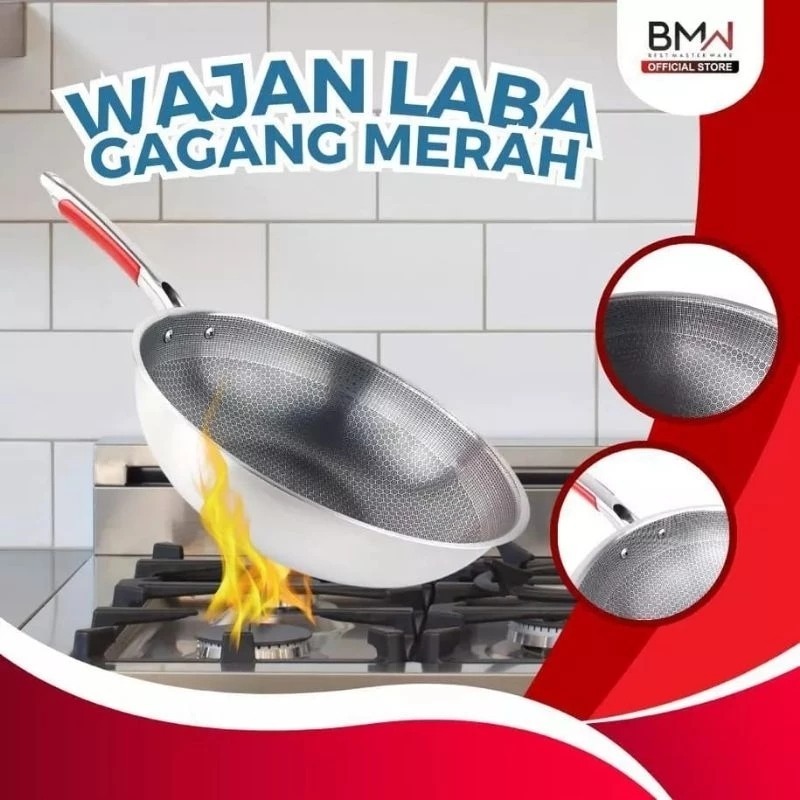 BMW Wajan Penggorengan Frypan Marble Frypan Gagang Motif laba 32cm Anti Lengket BATAM