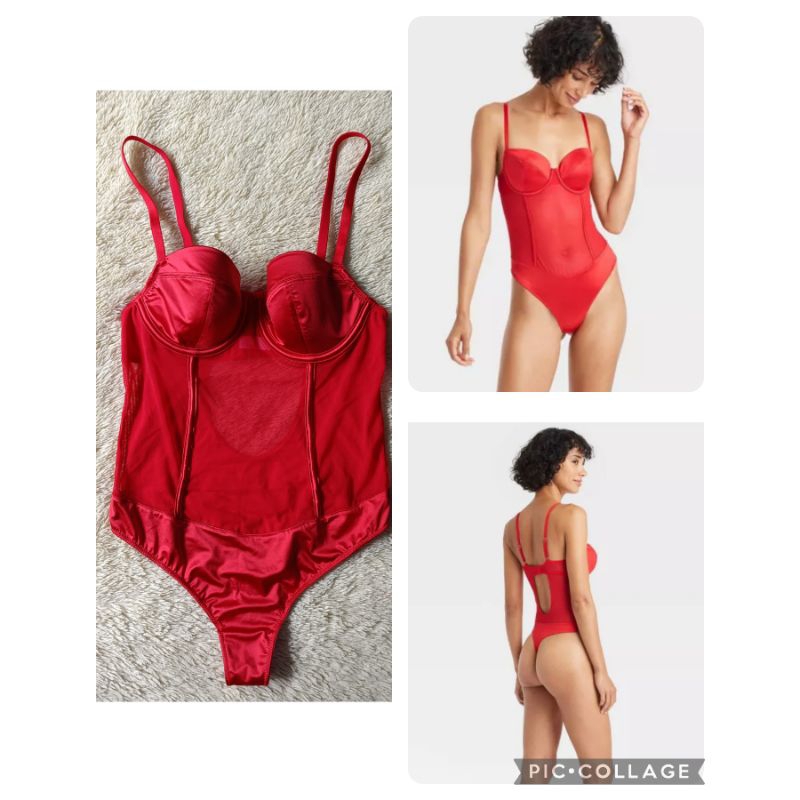 Bodysuit Lingerie Satin Mesh Branded by Auden