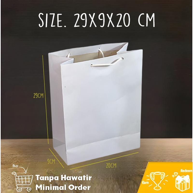

(LINER) Paper Bag Polos Jumbo 29x9x20 CM / Paperbag Kado Putih Baju / Papper Bag Kertas Celana