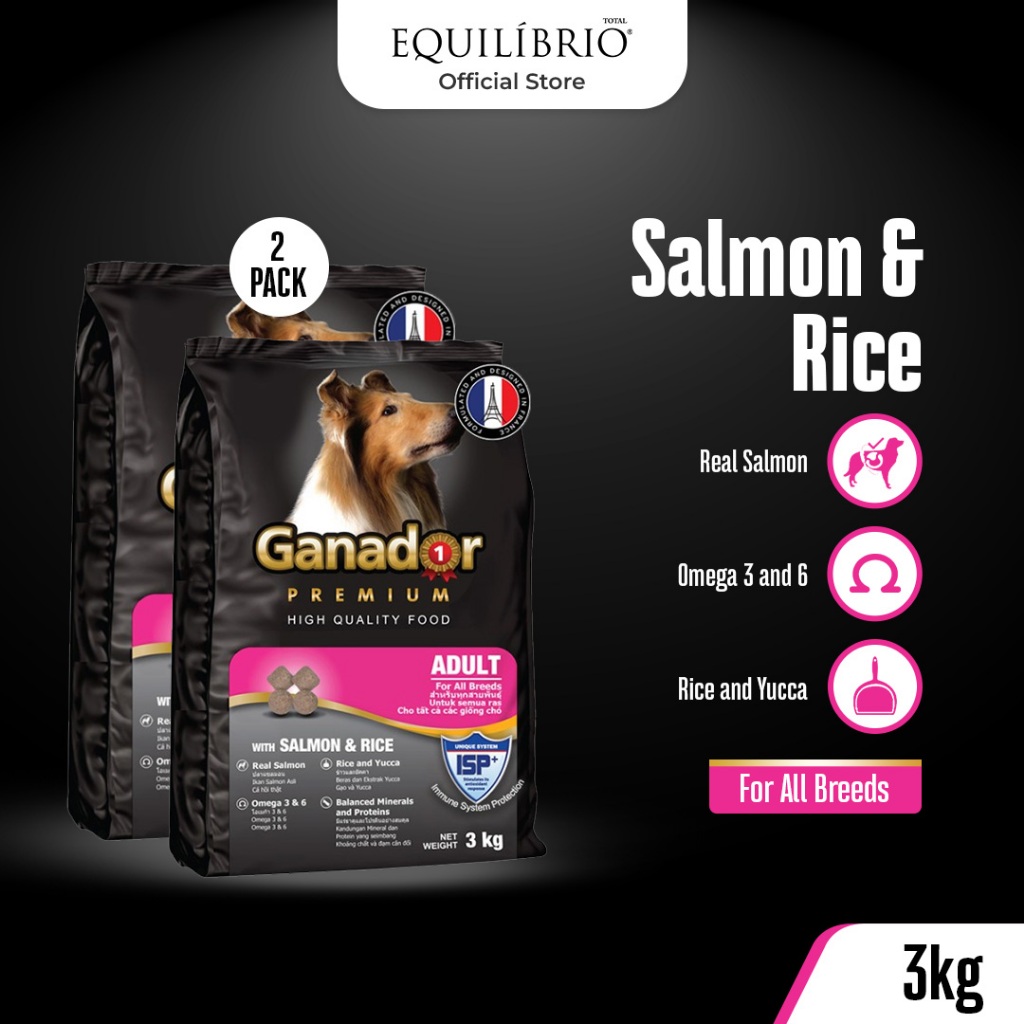 

23bagusmenshop - Ganador Premium Dog Food Salmon & Rice 3Kg x2 Paket Hemat Makanan Anjing
