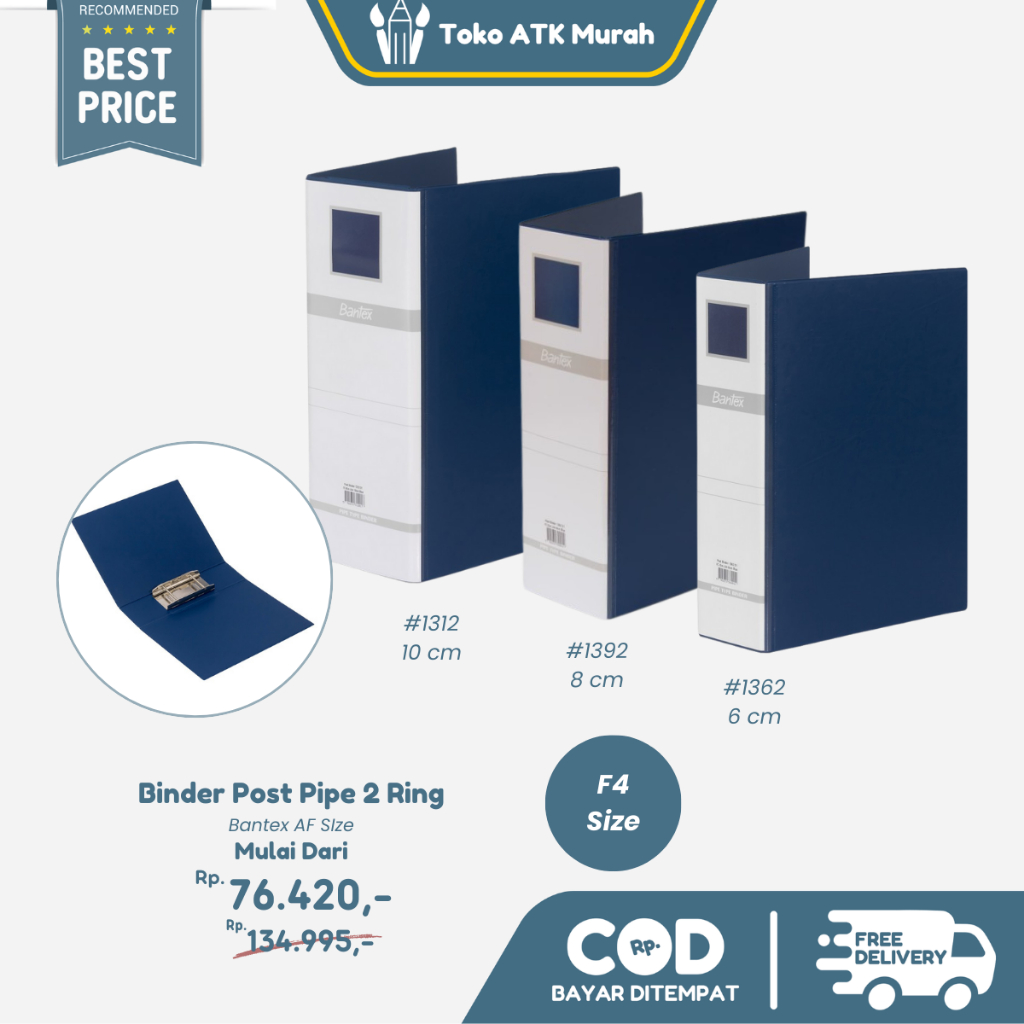 

Bantex Post / Pipe Binder F4 Folio 1362 ( 6 cm ) / 1392 ( 8 cm ) / 1312 ( 10 cm )