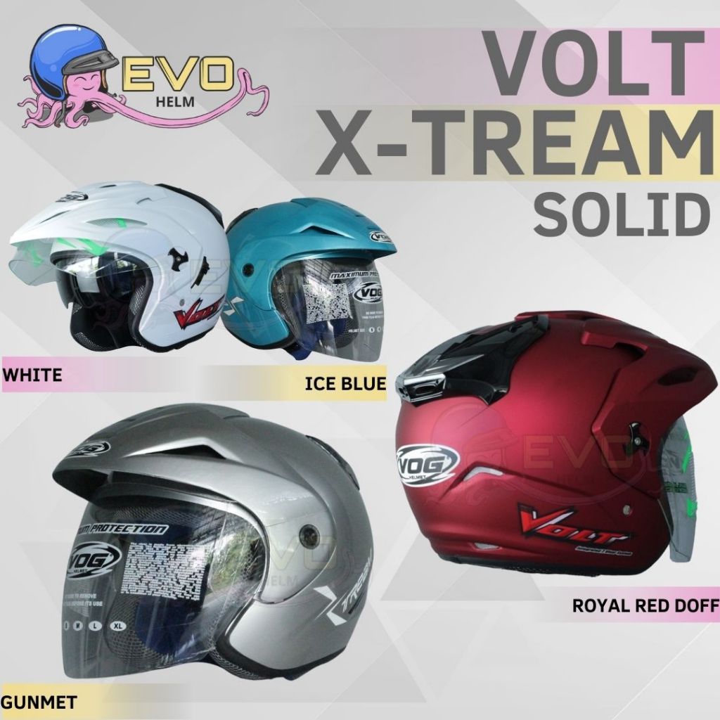 HELM VOG X-TREAM SOLID, HELM HALF FACE VOG XTREAM, HELEM VOG ORIGINAL, HELM CX22, VOG HELMET STORE