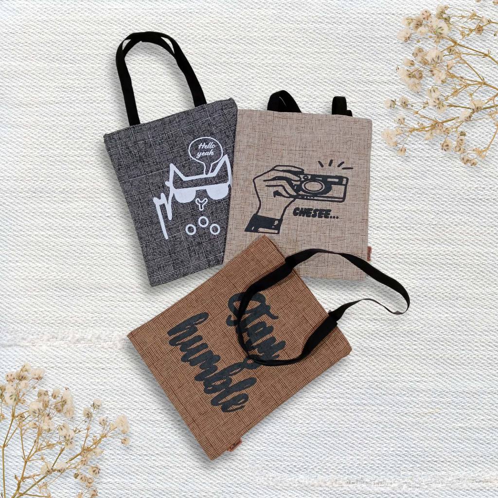 [DISVA C] Totebag / Tas Goni Sablon Resleting Tas Wanita Kekinian Bahan Goni Premium